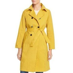 Jane Post Crinkled Trench Coat in mustard womens XL NWT